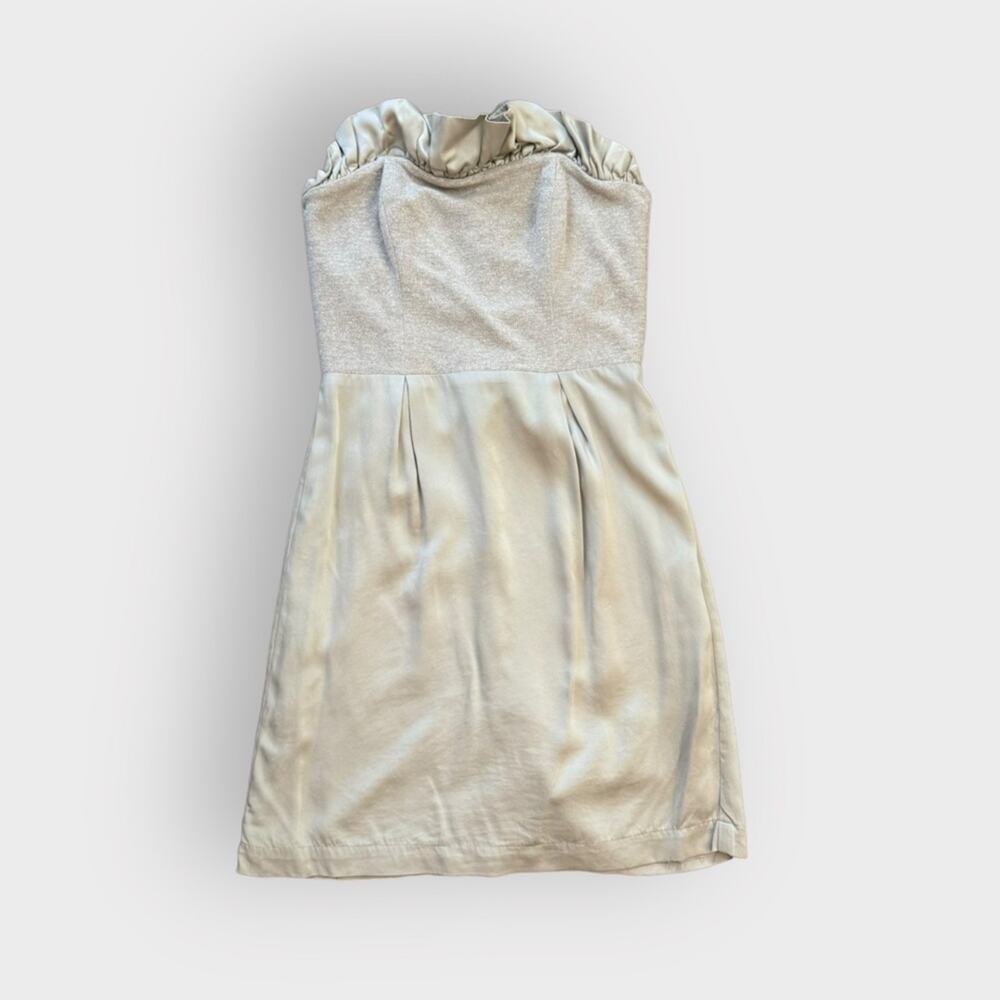 Sophia Eugene strapless silk and metallic gold dress